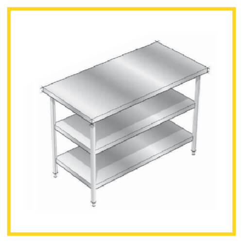 Work Table Double Under Shelf Stainless